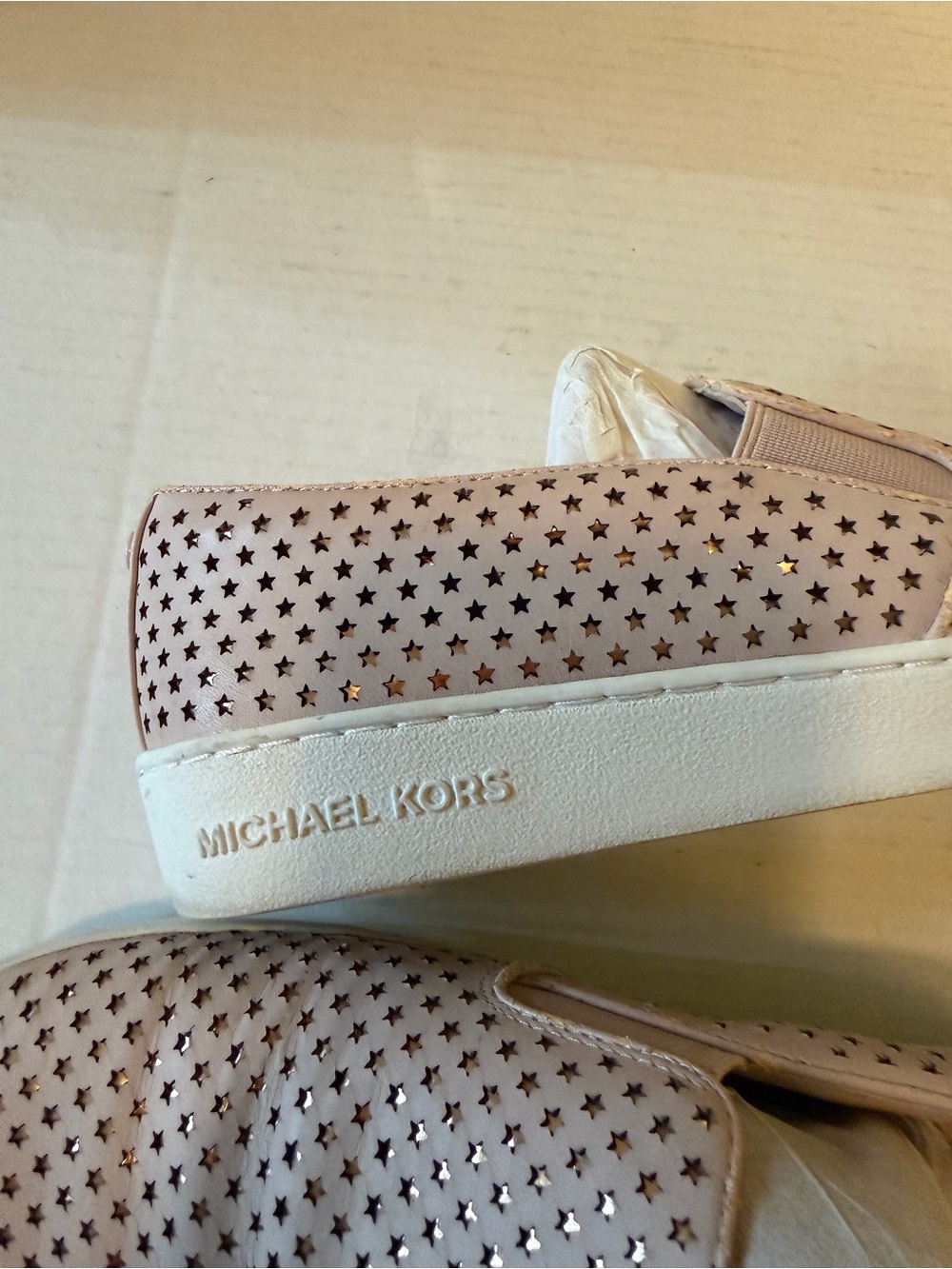 Michael Kors Women's Blush Pink Star-Perforated Slip-On Sneakers 9 - Picture 5 of 6